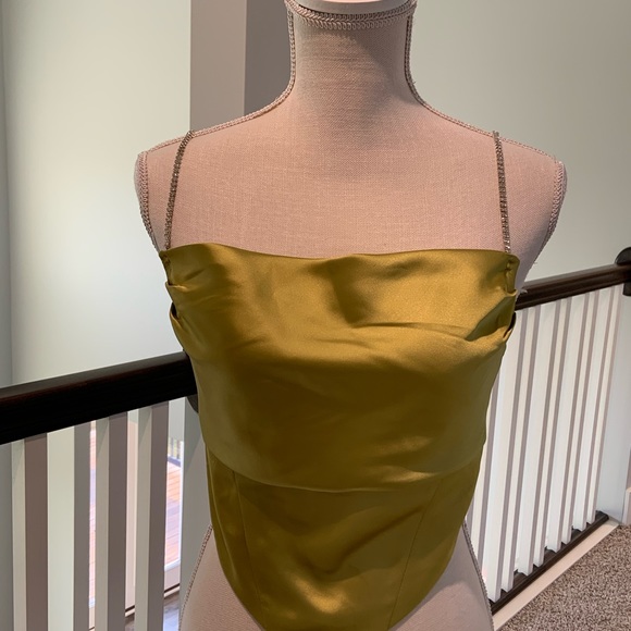 Chartreuse Rhinestone Crop Top - Picture 7 of 8